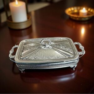 Mayell Queen Anne Silver Plated 2 Qt Casserole Dish Pyrex Glass England